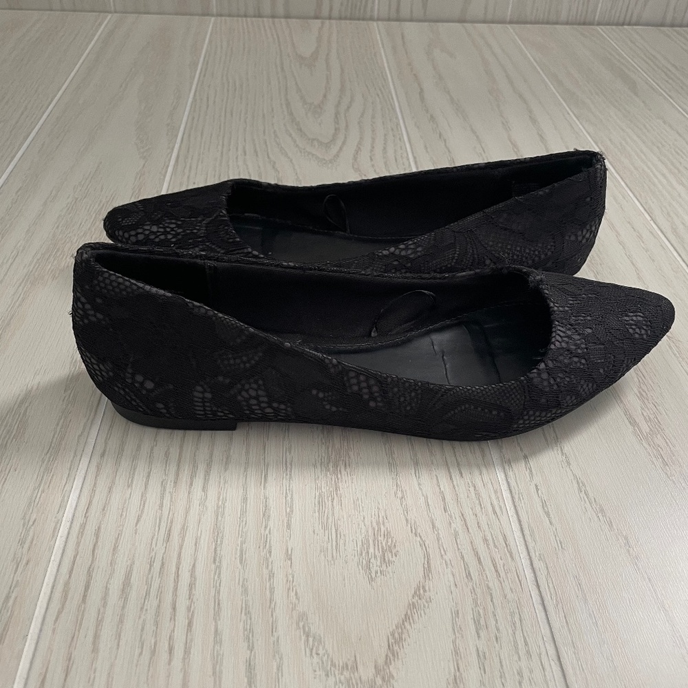 Express Black Lace Flats size 7